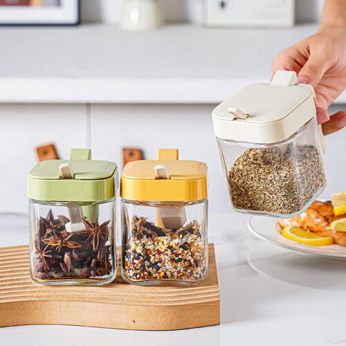 Pot à condiments en verre avec joint d'étanchéité vert (1 pièce)