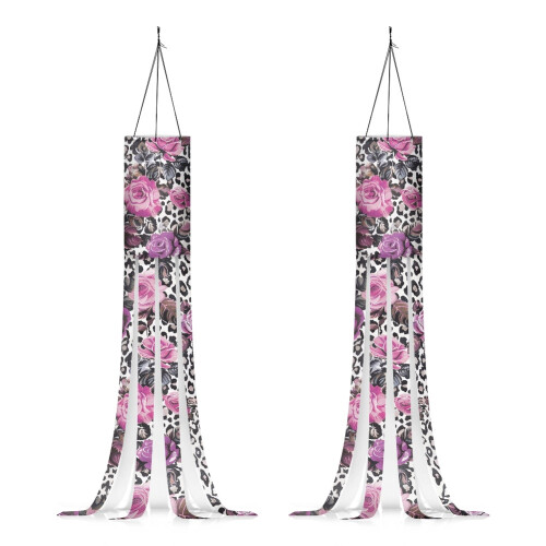Leopard Print Floral Windsock 40 Inch 2 Pack