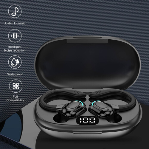 Bluetooth Earphones with Microphone and LED Display