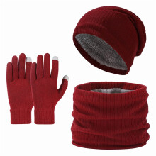 Winter beanie hat with scarf and touchscreen gloves set