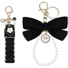 Lily Sakura Flower Keychain Set Pearl Wristlet 2 pcs
