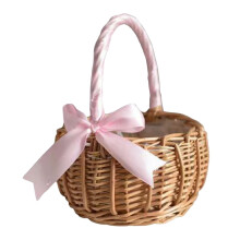 Wicker Storage Basket with Handle and Plastic Insert