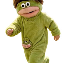 (green, 4 codes) Funny Big Mouth Monster Fleece Onesie Pajama, Full Body Jumpsuit Indoor Outdoor Loungewear