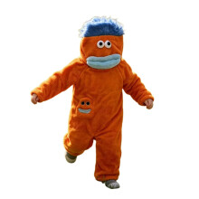 (orange, 4 codes) Funny Big Mouth Monster Fleece Onesie Pajama, Full Body Jumpsuit Indoor Outdoor Loungewear