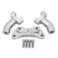Chrome 4in Tall Pullback Handle Bar Risers Top Clamp for Tour Glide Dyna Road King 4Inch Aluminum CNC Handle Bar