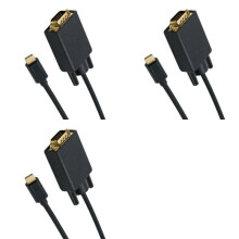 3X USB-C-auf-VGA-Adapter, Typ-C auf D-Sub 15-Polig, VGA-Konverterkabel für USB 3.1, Handy, Laptop, Monitor, Projektor, Fernseher