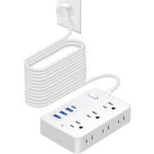 Extension Cord with 6 Outlets 4 USB Ports 25FT White