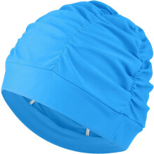 Fabric Swim Cap for Women with Long Hair Nylon Pleated