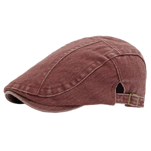 Retro Washed Cotton Flat Cap Dark Grey Unisex