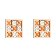 2X Wooden Board Tic-Tac Toe Game XO Table Game Toy Classical Family Children Puzzle Game Educational Toys Orange + White