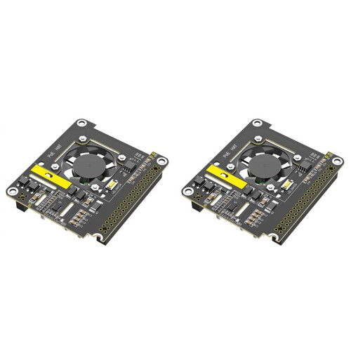 2X PoE HAT for Raspberry Pi 5 with Cooling Fan/Computer Module 5, with Automatic Discoloration LED Light