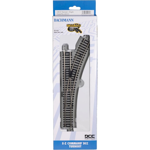 BACHMANN Bachmann Trains - E-Z COMMAND DCC EQUIPPED TURNOUT - RIGHT - NICKEL SILVER E-Z TRACK With Grey Roadbed - HO Scale Medium