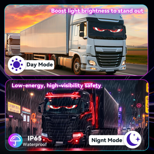 Smart LED Devil Eyes Window Display Light 2 Pack, Flexible Programmable LED Screen with App Remote Control, Custom Graphics & Text for Car Truck SUV 1