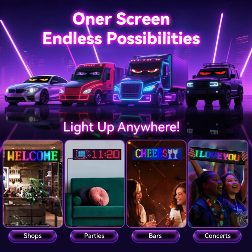 Smart LED Devil Eyes Window Display Light 2 Pack, Flexible Programmable LED Screen with App Remote Control, Custom Graphics & Text for Car Truck SUV 2