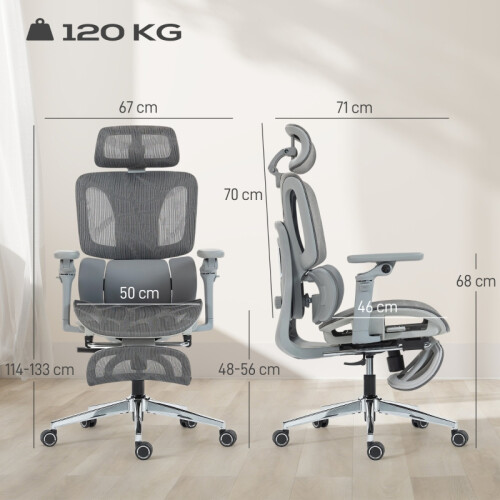 Ergonomic Office Chair, High Back Mesh Desk Chair, Grey 1