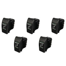 5X 12V 20A Winch in Winch Out -OFF- Rocker 7 Pin LED Green