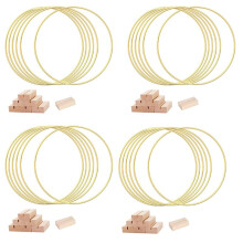24 PCS 12 Inch Large Metal Floral Hoop Centerpiece for Table, Gold Wreath Ring with 24 PCS Wood Holder Stands,Hoop Rings