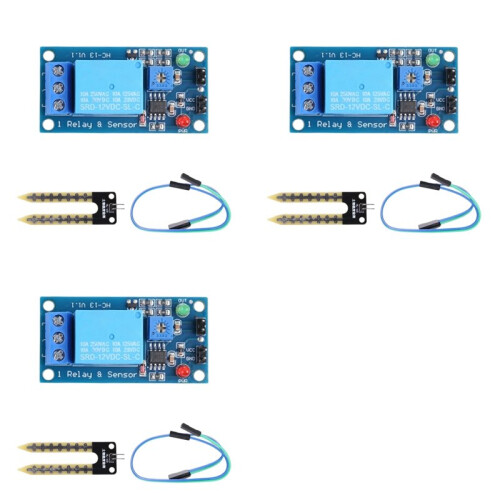 3X Módulo de Controle de Relé Do Sensor de Umidade Do Solo  12V Rega Automática Do Interruptor de Partida de Umidade 1