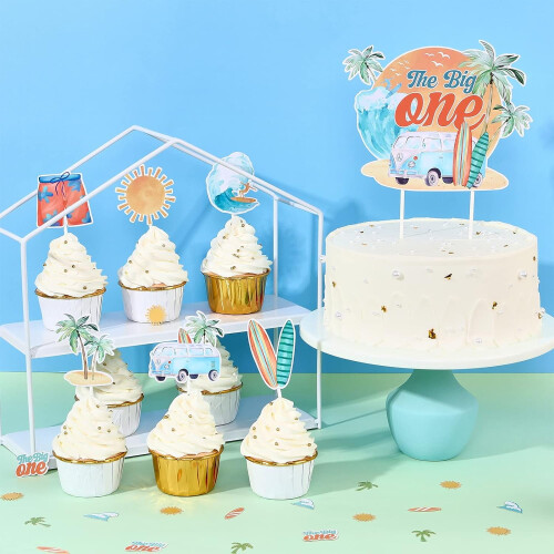 Summer Beach Birthday Cake Topper 25 Count 1