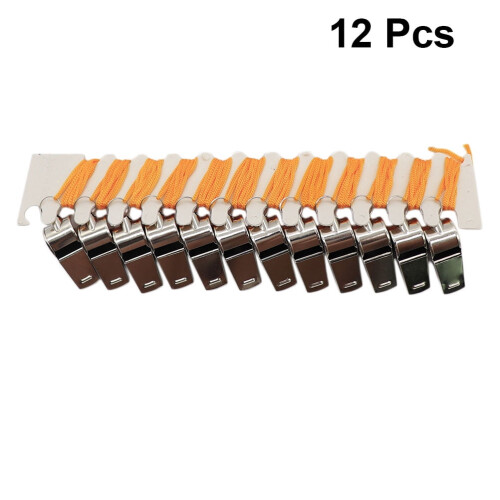 Metal Referee Whistle Emergency Cheering Silver 12 Pcs 2