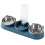 Triple Cat Bowls Set with Auto Water Bottle Blue 2
