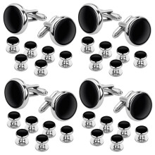 Cufflinks and Studs Set for Tuxedo Shirts Business Wedding 8 Cufflinks and 24 Studs