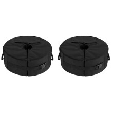 2X Saco de Peso com Base de Guarda-Chuva, Base de Guarda-Chuva de Terraço Redondo Removível e à Prova de Vento, Saco de Areia Fixo para Jardim de