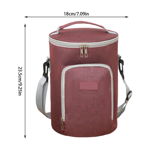 Insulated Lunch Bag Reusable Thickened Cylinder with 1