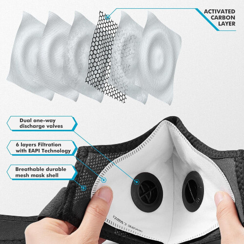 CAMP M Plus Dust Mask Reusable with 6 Activated Carbon 2
