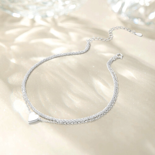 Women's Heart Bead Anklet Adjustable Double-Layer Design 2