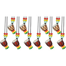 10 Pcs Instrument Necklaces Djembe Drum Pendant African Drum Wooden Necklace Drums and Percussion