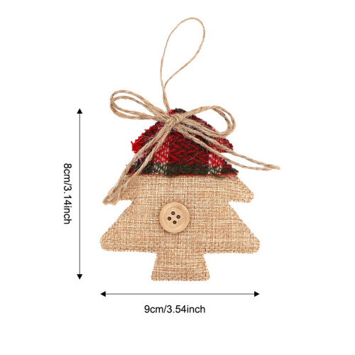 Linen Christmas Ornaments Star Sock Tree Shape 6pcs 2