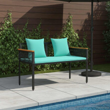 vidaXL Outdoor Bench Black and Turquoise 117 x 54 x 74.5 cm