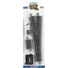 Bachmann Trains - Snap-Fit E-Z TRACK #5 WYE TURNOUT (1/card) - NICKEL SILVER Rail With Gray Roadbed - HO Scale