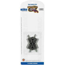 Bachmann Trains - Snap-Fit E-Z TRACK 45 DEGREE CROSSING (1/card) - NICKEL SILVER Rail With Gray Roadbed - HO Scale