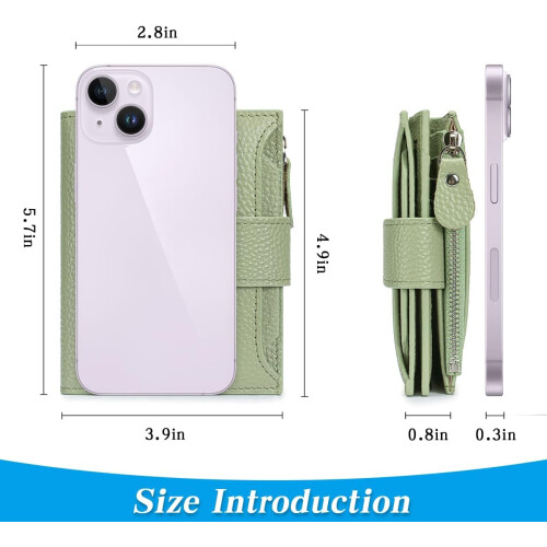 Women's RFID Blocking Bifold Leather Wallet with Zipper 2