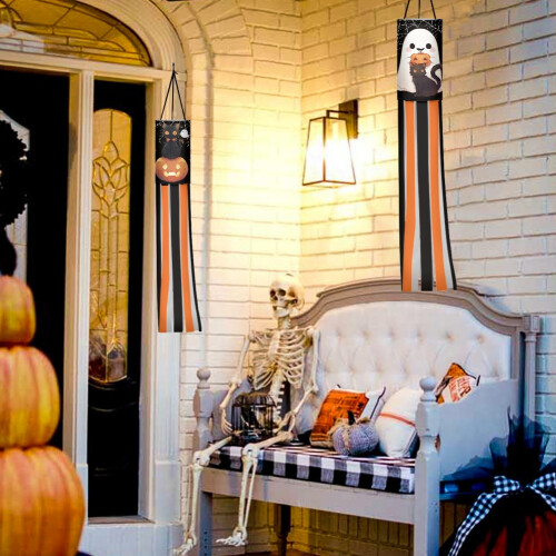 Purple Pumpkin and Ghost Windsock Flag Set 2 pcs 1