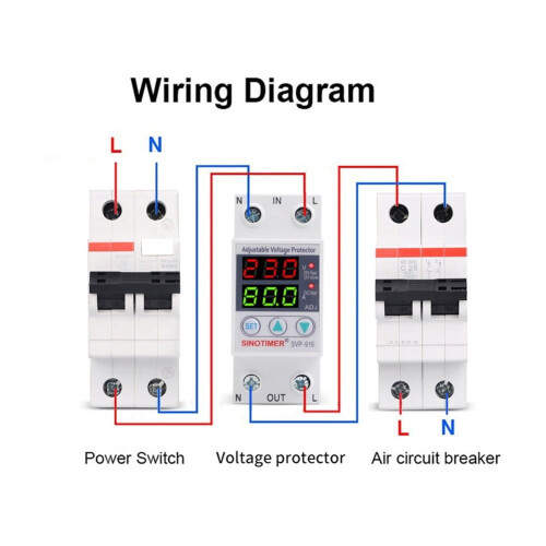 SVP-916 surge protector relay 40/63/80A adjustable voltage 2