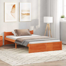 vidaXL Bed Frame Wax Brown 195.5 x 140.5 x 51 cm Solid Pine Wood
