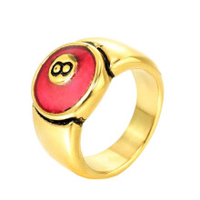 Men's Stainless Steel 8 Ball Signet Ring Gold Pink Size 6