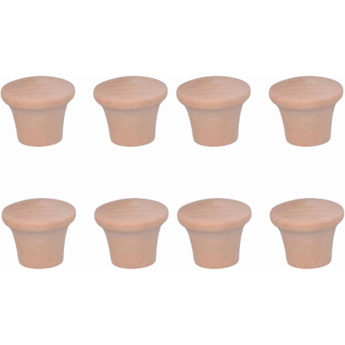 Wooden Drawer Knobs Round Mushroom Style 8 pcs