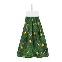 Christmas Hand Towels Set of 2 Candy Cane Green Fast-Drying
