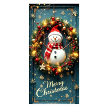 Snowman Fabric Banner Winter House Backdrop 70.9 x 35.4 Inch