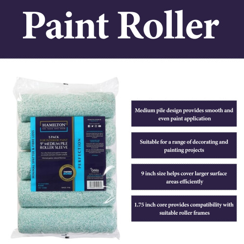 Hamilton Hamilton Perfection Medium Pile Roller Sleeves 9 Inch 5 Pack 1