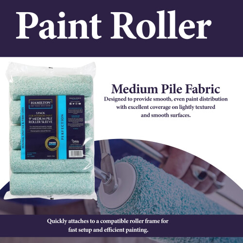 Hamilton Hamilton Perfection Medium Pile Roller Sleeves 9 Inch 5 Pack 2