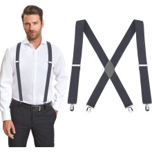 Men's and Women's Clip-On Suspenders, 1.4-Inch Adjustable