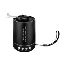 Altavoz con Manivela, Radio AM/FM Portátil de Emergencia, Altavoz Inalámbrico para Acampar Al Aire Libre, Color Negro.