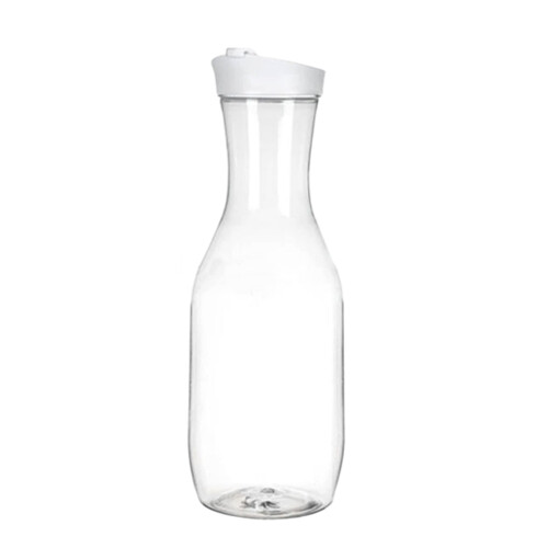 Water Carafe with Flip Top Lid 1 Liter Clear Plastic