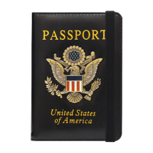 Leather Passport Holder with RFID Blocking and Metal Badge