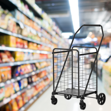 Foldable Shopping Cart Double Basket 360 Wheels